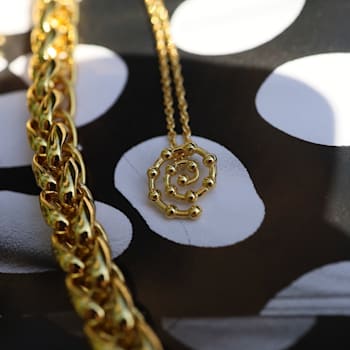 14k Yellow Gold Overlay on Brass Mini Mod Spiral Necklace