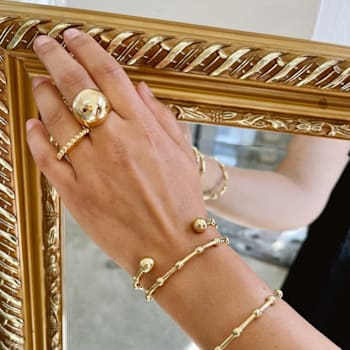 14k Yellow Gold Over Brass Dome Ring