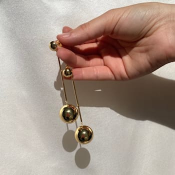 14k Yellow Gold Over Brass Statement Drop Mega Earrings