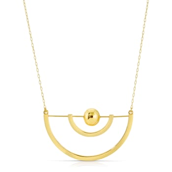 14k Yellow Gold Overlay on Brass Globe Orbit Necklace