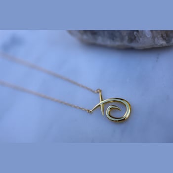 14k Yellow Gold Overlay on Brass XOXO Pendant Necklace