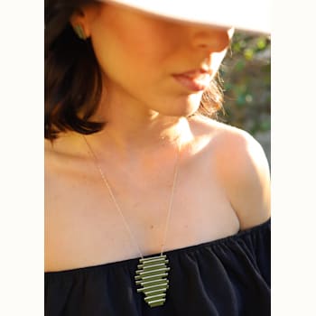 14k Yellow Gold Overlay on Brass Canyon Pendant Necklace