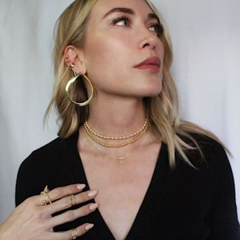 14k Yellow Gold Overlay on Brass Mia Hoop Earrings