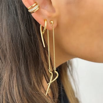 14k Yellow Gold Overlay on Brass Talon Chain Drop Earrings