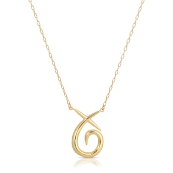 14k Yellow Gold Overlay on Brass XOXO Pendant Necklace