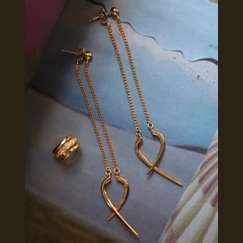 14k Yellow Gold Overlay on Brass Talon Chain Drop Earrings