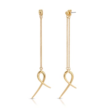 14k Yellow Gold Overlay on Brass Talon Chain Drop Earrings
