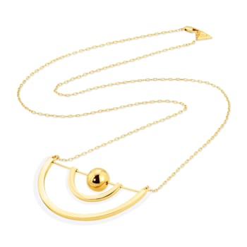 14k Yellow Gold Overlay on Brass Globe Orbit Necklace