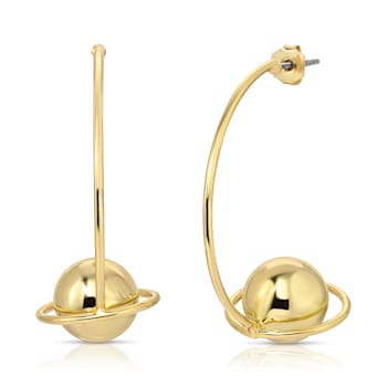14k Yellow Gold Over Brass Half Orbit Hoops