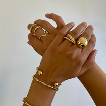 14k Yellow Gold Over Brass Dome Ring