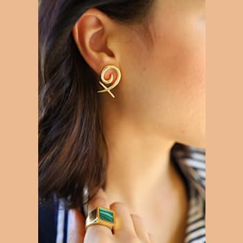 14k Yellow Gold Overlay on Brass XO Earrings