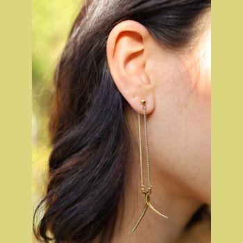 14k Yellow Gold Overlay on Brass Talon Chain Drop Earrings