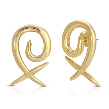 14k Yellow Gold Overlay on Brass XO Earrings