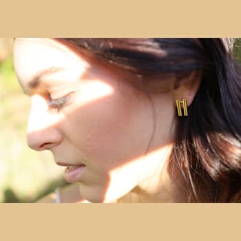 14k Yellow Gold Overlay on Brass Coin Slot Studs