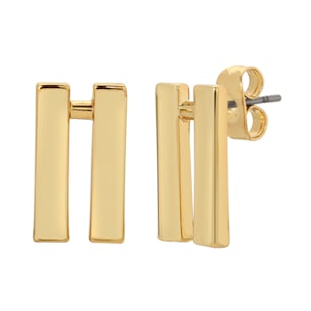 14k Yellow Gold Overlay on Brass Coin Slot Studs