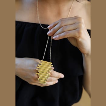 14k Yellow Gold Overlay on Brass Canyon Pendant Necklace