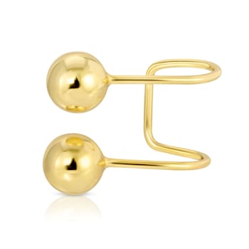 14k Yellow Gold Overlay on Brass Double Orb Ear Cuff