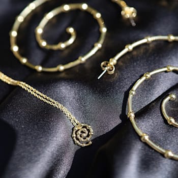 14k Yellow Gold Overlay on Brass Mini Mod Spiral Necklace