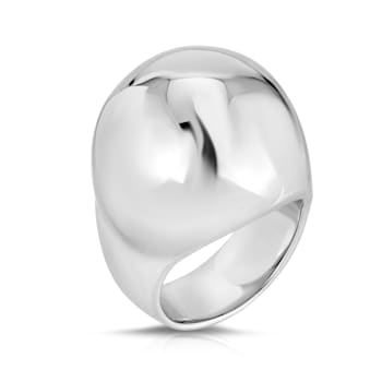 14k White Gold Over Brass Dome Ring
