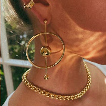 14k Yellow Gold Overlay on Brass Orbit Drop Earrings