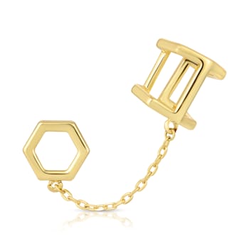 14k Yellow Gold Overlay on Brass Honeycomb Stud Cuff
