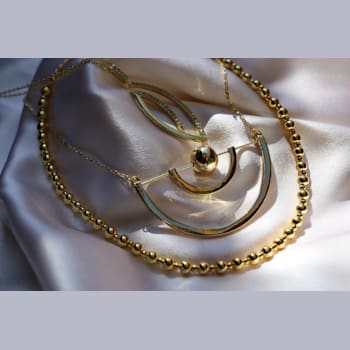 14k Yellow Gold Overlay on Brass Globe Orbit Necklace