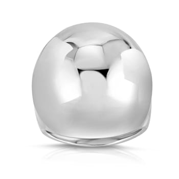 14k White Gold Over Brass Dome Ring