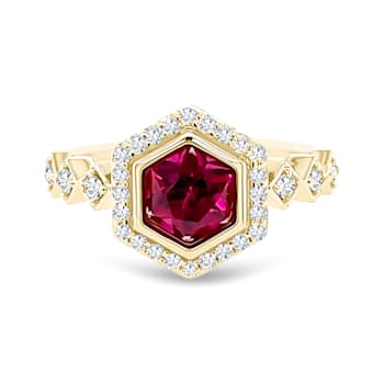 18K Yellow Gold Rhodolite and Diamond Ring 1.56ctw