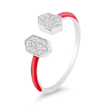 14K White Gold Diamond Open Design Ring .16ctw