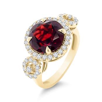 18K Yellow Gold Garnet and Diamond Ring 4.33ctw