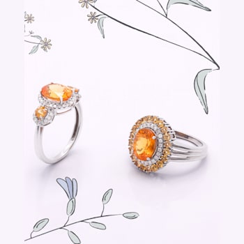 14K White Gold Spessartite and Diamond Ring 3.61ctw