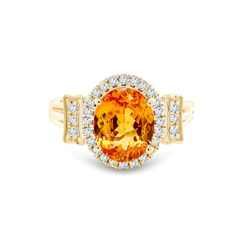 14K Yellow Gold Spessartite and Diamond Ring 2.72ctw
