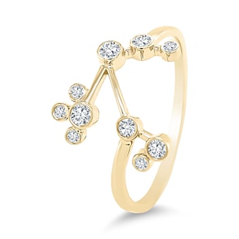14K Gold Diamond Aries Zodiac Constellation Ring .13ctw