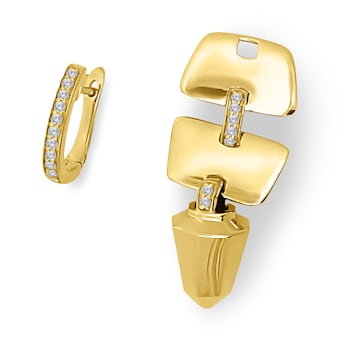 18K Yellow Gold Bullet Drop Diamond Earrings 0.44ctw
