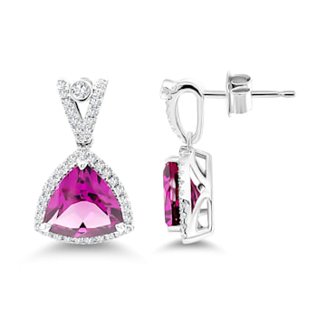 18K White Gold Rhodolite and Diamond Earrings 5.42ctw