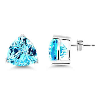 14K White Gold Blue Topaz Earrings