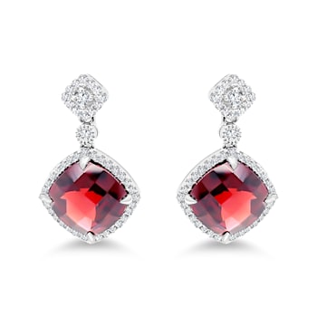 18K White Gold Garnet and Diamond Earrings 9.40ctw