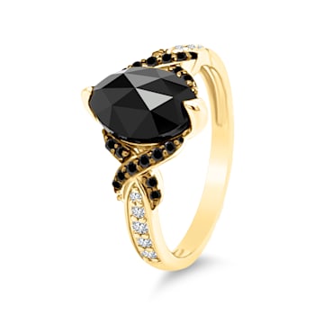 Gold Black Diamonds Marquise Ring