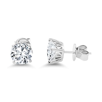 14K White Gold White Topaz Solitaire Earrings