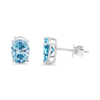 10K White Gold Blue Zircon Adjustable Earrings with 0.33 ctw Diamonds
