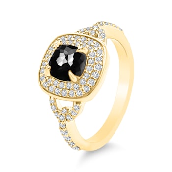 Gold Statement Ring with Black and White Diamonds