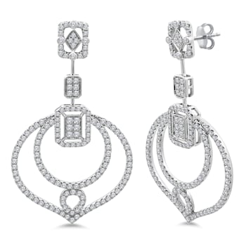 18K White Gold Dangle Earrings with 2.84ctw Diamonds