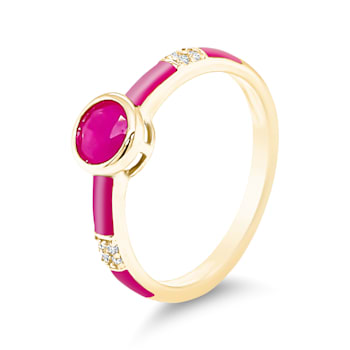 Stackable Yellow Gold Over Sterling Silver Ruby Enamel Ring