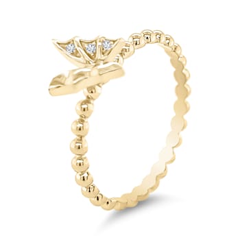 18K Yellow Gold Diamond Butterfly Ring  .02ctw
