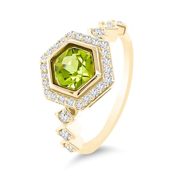 18K Yellow Gold Peridot and Diamond Ring 1.33ctw