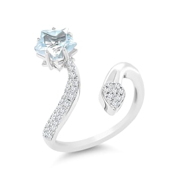 18K White Gold Aquamarine and Diamond Ring 2.04ctw