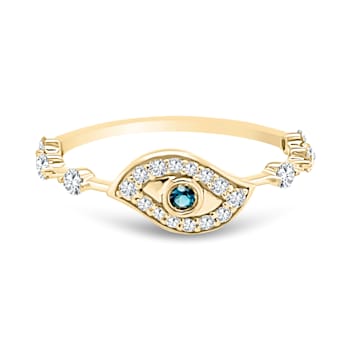 18K Yellow Gold London Blue Topaz and Diamond Ring  .36ctw