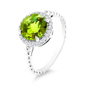 18K White Gold Peridot and Diamond Ring 2.43ctw