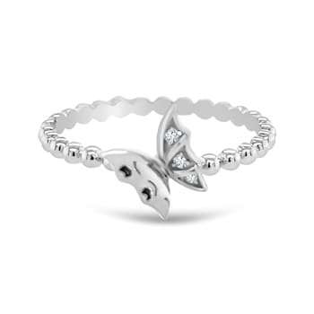 18K White Gold Diamond Butterfly Ring  .02ctw