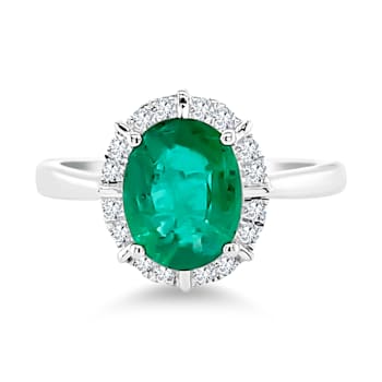 14K White Gold Emerald and Diamond Ring 2.01ctw